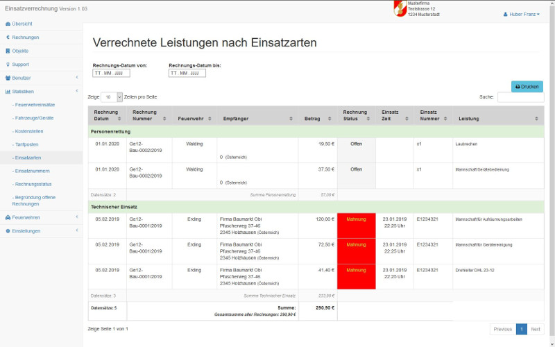 Einsatzarten